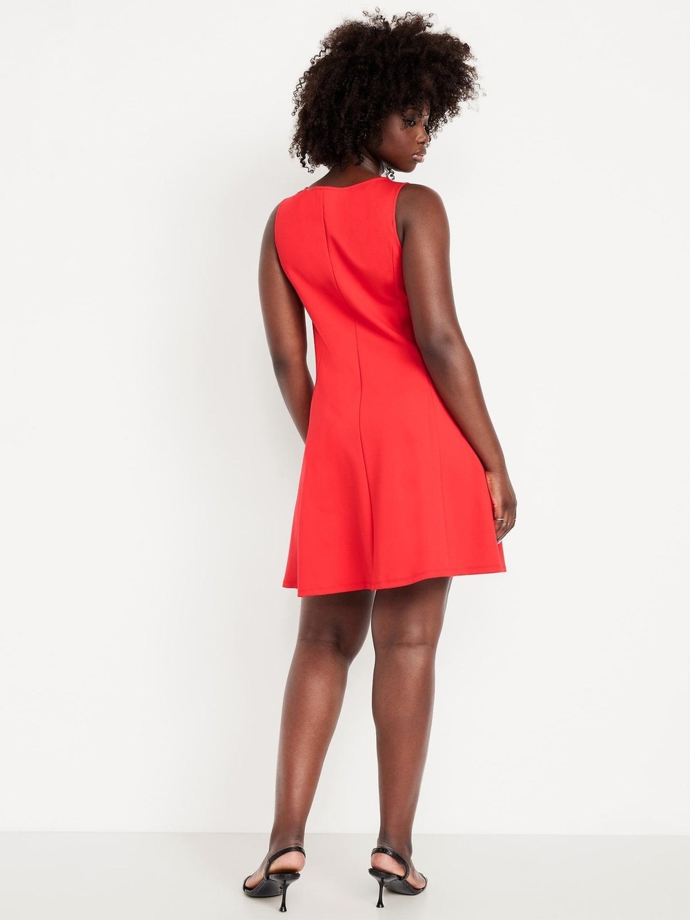 Red Sleeveless Fit-and-Flare Dress - Picture 2 of 4